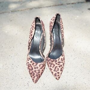 Charlotte Russe Leopard Print Pointed-Toe Pumps in Brown